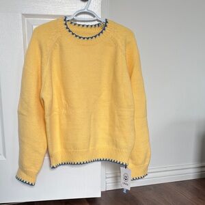 Cider Yellow Sweater with Blue Accents